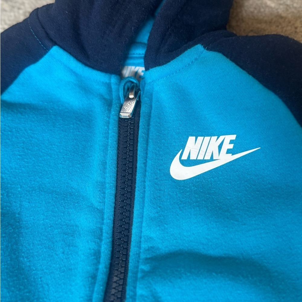 Nike Blue and Black Footie One Piece with Hood - Picture 4 of 5